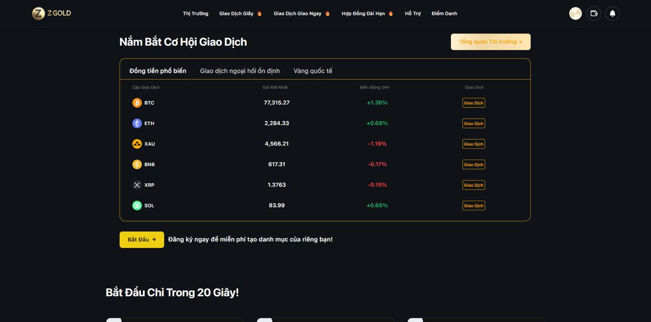 Code App Sàn Giao Dịch Vàng & Crypto ZGold: Giá Vàng Realtim - ảnh 2
