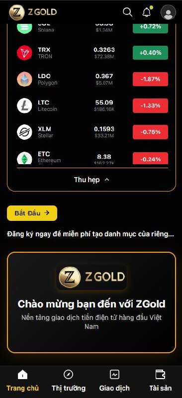 Code App Sàn Giao Dịch Vàng & Crypto ZGold: Giá Vàng Realtim - ảnh 14